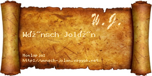 Wünsch Jolán névjegykártya